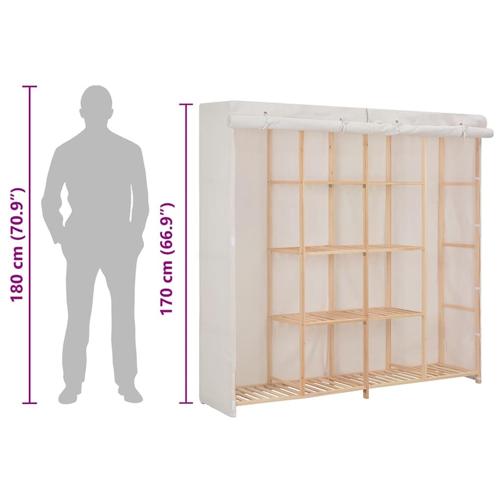 vidaXL Kleiderschrank Weiß 173 x 40 x 170 cm Stoff