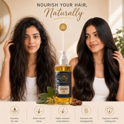 Image of Jojoba Oil Cold Pressed 100% Pure & Natural (50 ml) For Face, Hair, Skin, Body