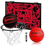 AND1 Over The Door Mini Basketball Hoop: 18x12 Shatterproof Backboard, 2 Mini Basketballs, and Hand Pump Included- Ultimate Indoor Basketball Accessory for Kids and Adults, No Tools Required