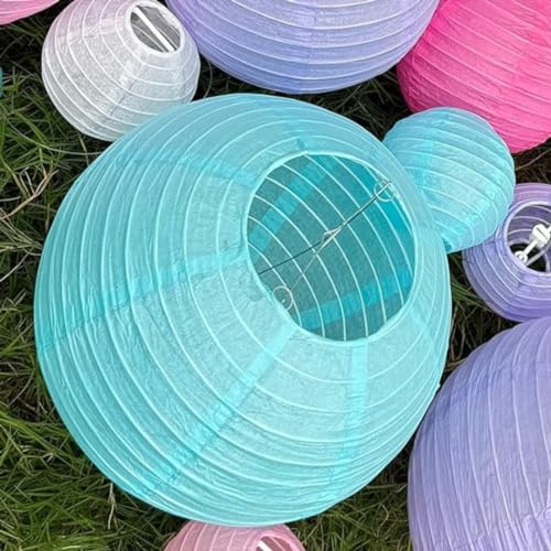 Image of Wanna Party 12 Inches Paper Lanterns Light Blue | Hanging Lantern for Diwali Christmas Indoor Outdoor & Home | Hanging Ball Decoration for Marriage Baby Shower Birthday - Pack of 1