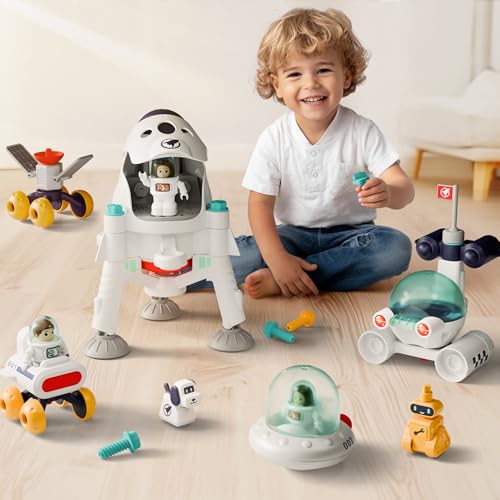 Image of iPlay, iLearn Kids Space Toys, Spaceship Adventure Planet Playset W/ 2 Astronaut Rocket Shuttle, Boy Educational STEM Outer Space Solar System Toy, Cool Birthday Gift 3 4 5 6 7 8 Year Old Girl Toddler