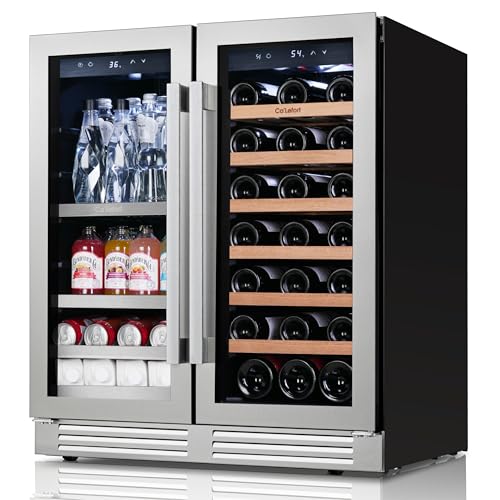 Image of Ca'Lefort 30 Inch Wine & Beverage Refrigerator - 80 Can & 33 Bottle | 36-72F Touch Control, Dual-Pane Glass Door, Adjustable Shelves, 3 Color LED, Built-In or Under Counter for Home Bar Kitchen