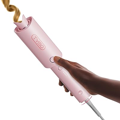 TYMO Automatic Rotating Curling Iron - TYMO CURLPRO Beach Waves Curling Wand, Portable Hair Curler, 500 Million Ionic, Dual Voltage & Lightweight for Travel, Ceramic Coating, 1 Inch, Metallic Gray