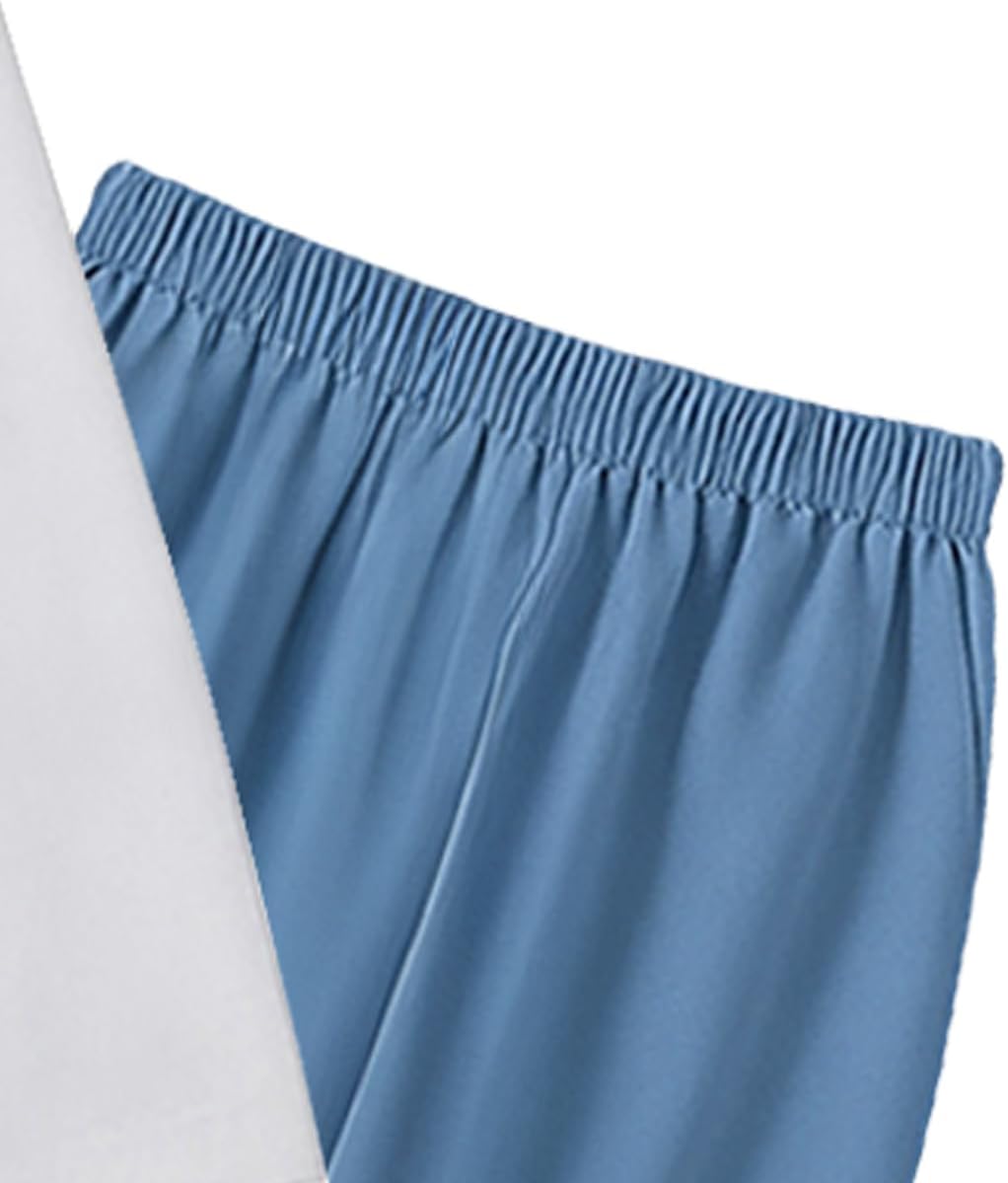 Blue and white colorblock long-sleeved top + blue wide-leg pants 4-8 years old girls spring and autumn two-piece set - Image 5