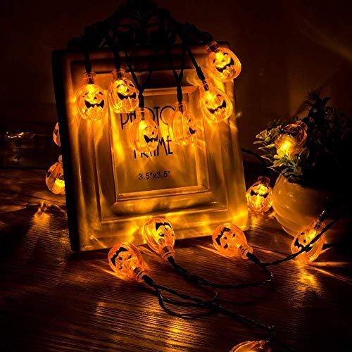 Solar Halloween Lights with led Pumpkin Light,Jack o Lantern Light 33ft 50LEDs,Orange Halloween Lights Outdoor for Patio, Garden,Parties (IP65 Waterproof,8 Light Modes Warm White)