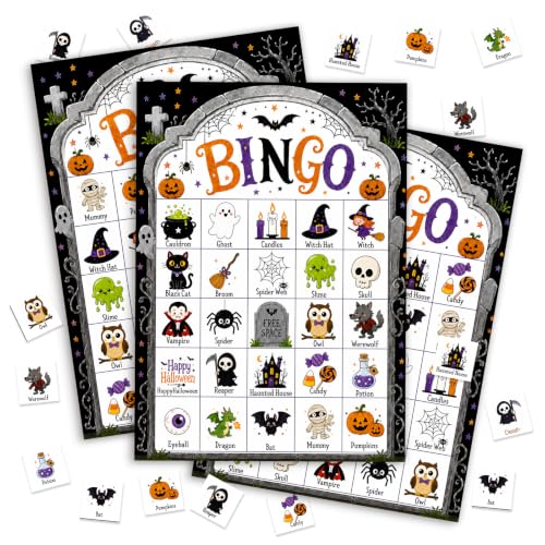 Halloween Bingo Game, 24 Player Party Card Set for Spooky Group Games-2 - image 1
