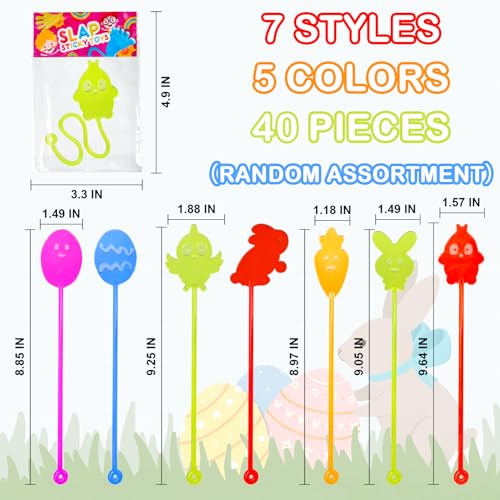 Easter Basket Stuffers for Toddlers 40 Pack, Non Candy Easter Sticky Hands Egg Hunt Fillers Supplies for Kids, Small Party Favor Fidget Toys Classroom Gifts Prize Goodie Treat Bag Stuff for Boys Girls - image 2