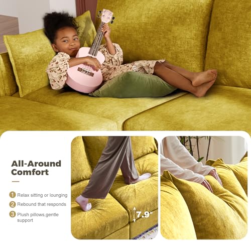Sillón con Ottoman Plegable Amarillo miniatura 4