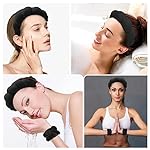 Zkptops Spa Headband for Washing Face Wristband Sponge Makeup Skincare Headband Terry Cloth Bubble Soft Get Ready Hairband for Women Girl Puffy Padded Headwear Non Slip Thick Hair Accessory(Black) - Image 4