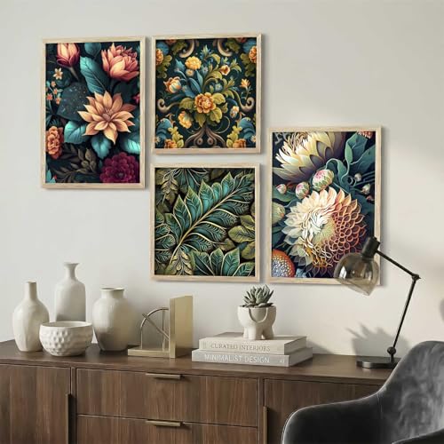 Image of kotart Aesthetic Modern Wall Decor Paintings with Frame for Home Decoration - Painting for Living Room Bedroom - Painting for Wall Decoration Set of 4 (Art 9, Big (13x17 or 13x13 inch))