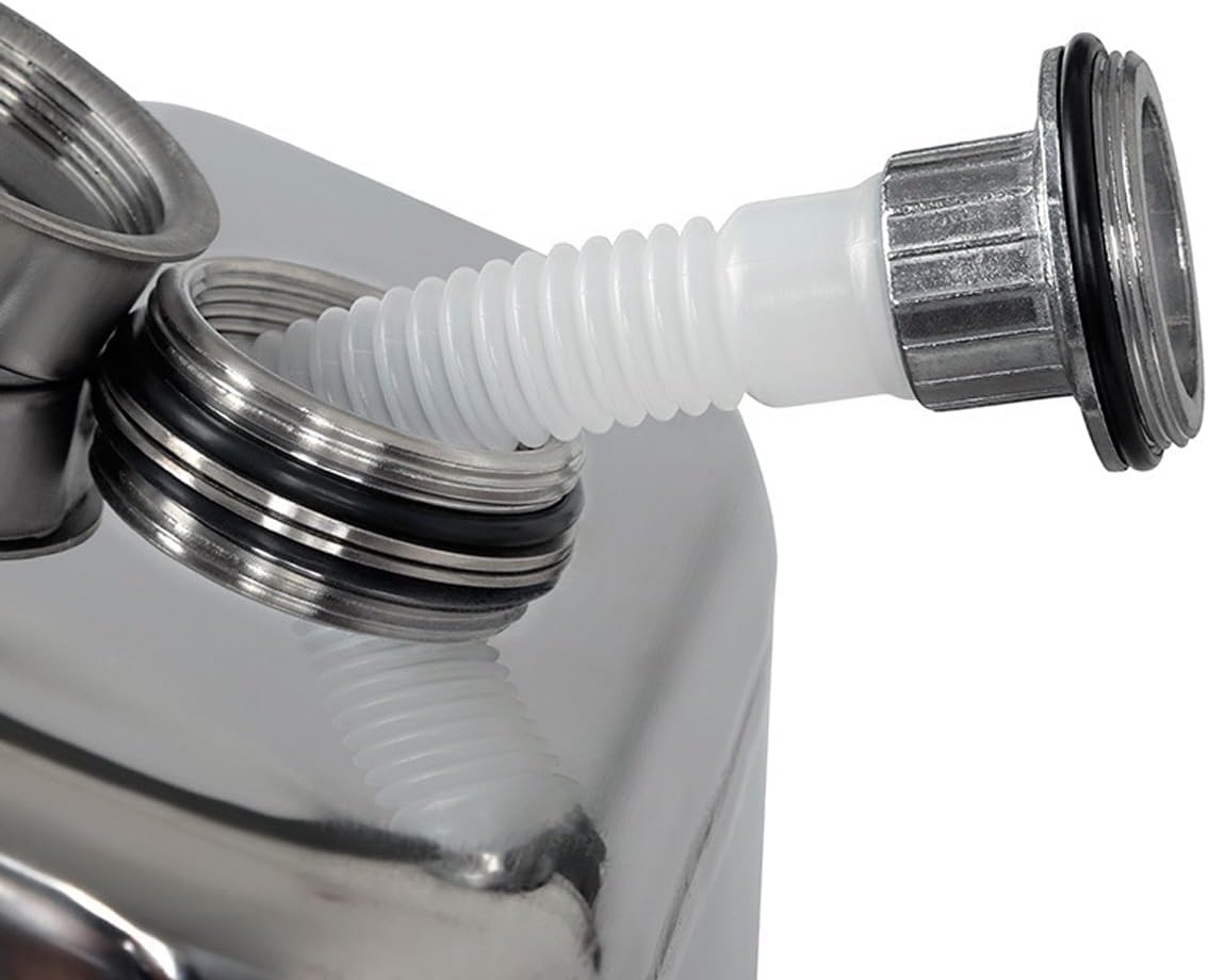 Tanica per Benzina in Acciaio Inossidabile con Tubo per Carburante - Ideale per Serbatoi di Benzina, Diesel, Olio Commestibile O Acqua,10L