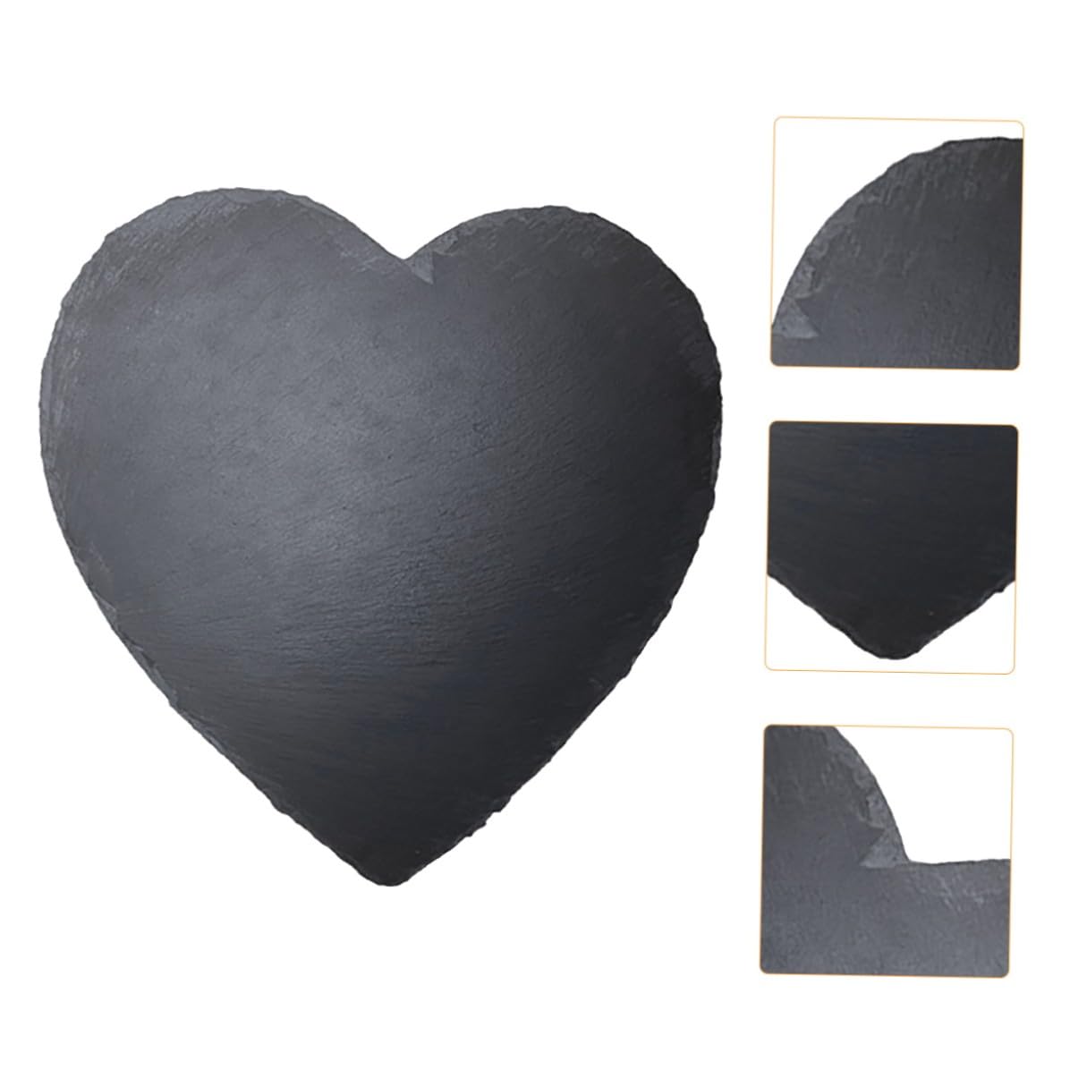 SHINEOFI Bandeja de Piedra en Forma de Corazón 25x25 Cm Plato de Carne Placa de Pizarra Resistente para Servir Quesos y Charcutería Estilo Rústico para Restaurante y Hogar