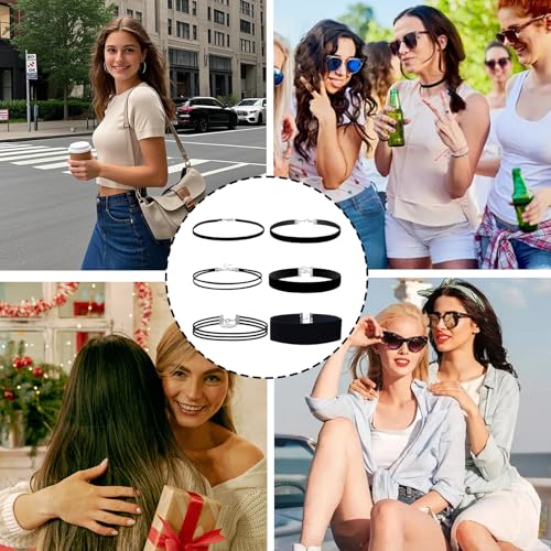 Ceeyoll 6 StüCk Choker, Choker Kette Damen, Vintage-Design, Choke Schwarz, ChokerKetteist Geeignet rür Festivals Und Das tä Gliche Leben Mode-Accessoires