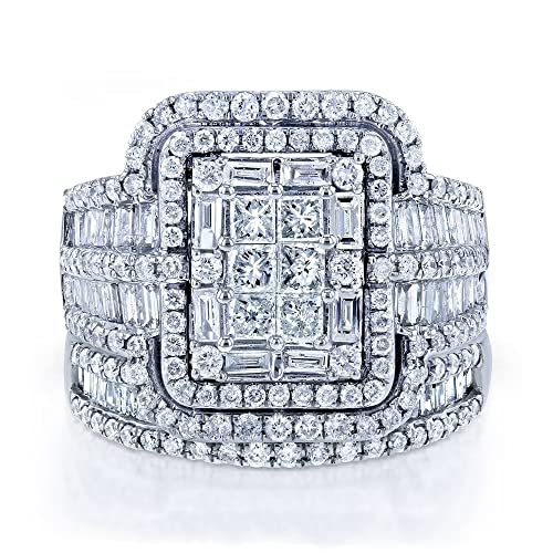 925 Sterling Silver Shiny Cubic Zirconia Rings Fold Wear Bridal CZ Diamond Multi Row Ring 2pcs Rings Set 925 Sterling Silver Shiny Full CZ Crystal Diamond Wedding Rings for Women4