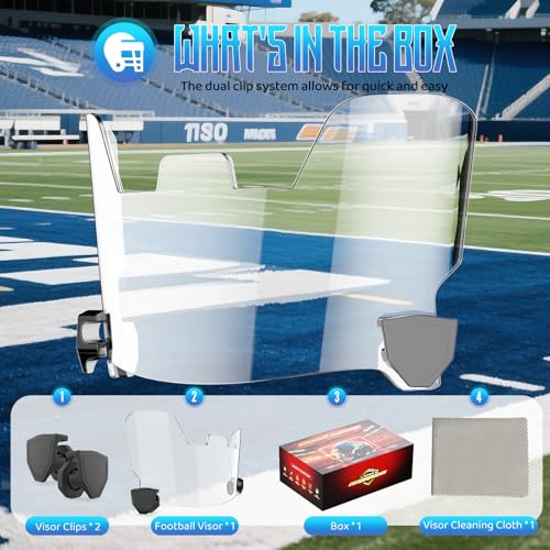 Image of Football Helmet Visor for Helmets, Impact-Resistant Eye Protection for Youth & Adult Football Players
