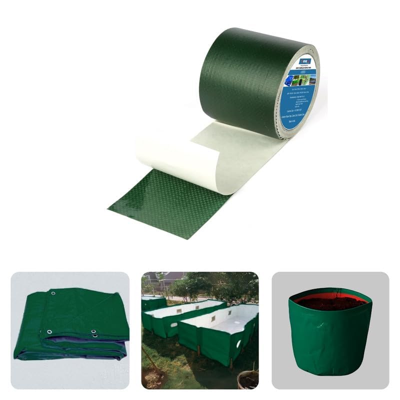 Image of Tarpaulin Tape - 5m Waterproof, Self-Adhesive & UV-Resistant Instant Fix Tape for Tent, Truck Cover & Multipurpose Outdoor Use 9.5cm x 5m (Green)