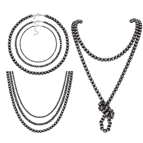 5Pcs Western Jewelry Navajo Pearl Necklace for Women Western Country Beaded Necklace Boho Vintage Choker Jewelry Gifts