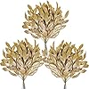 40 pieces gold glittered artificial leaf spray picks 12 tall for christmas winter wedding wreath tree swag floral arrangment vase bouquets table centerpieces decoration  urban country home decor