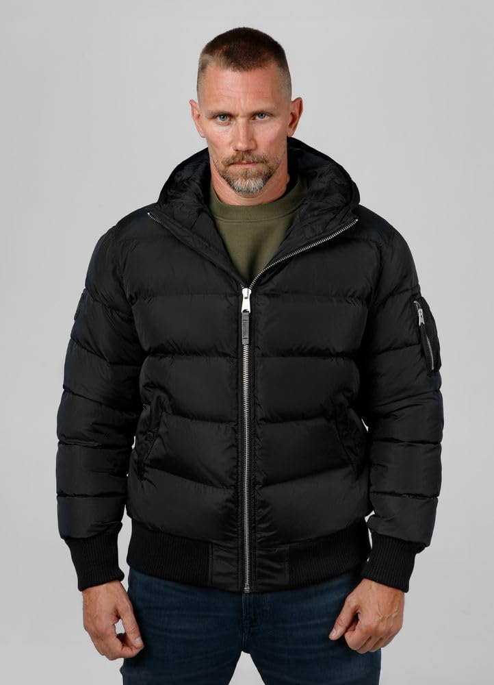 PITBULL - Winterjacke Herren mit Steppung Gopher, Jacke Herren mit Kapuze, Männer Steppjacke, Bequeme Windjacke, Windbreaker mit Reißverschluss, Jacke Winter