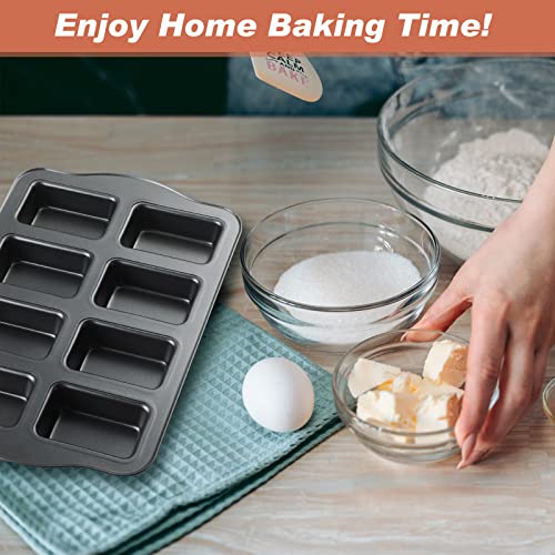 Yinder 4 Pcs Mini Loaf Pan 8 Cavity Non Stick Bread Pans Carbon Steel Rectangle Cupcake Baking Supplies Brownie Muffin Baking Pan For Kitchen Baking, 17 X 9.45 X 1.18 Inches, Black Gray #TOP4