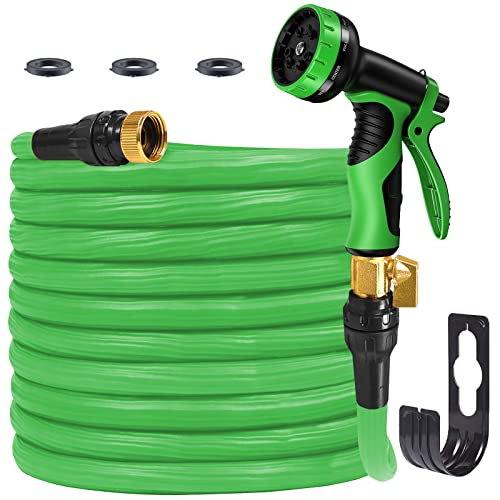 Expandable Garden Hose Water Hose 100Ft Flexible Retractable Water Hose Reusable 3/4" Solid Brass Fittings 10 Function Nozzle Lightweight No-Kink Collapsible Outdoor Yard Hose Car Wash Hose Green #TOP9