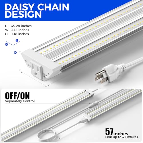 Image of Barrina TX72 4FT Grow Lights for Seed Starting, 288W (4 x 72W, 2000W Equivalent), High PPFD, 5000K Daylight Full Spectrum, Mechanical Timer, Hanging Grow Lights with On /Off Switch Linkable, 4 Packs