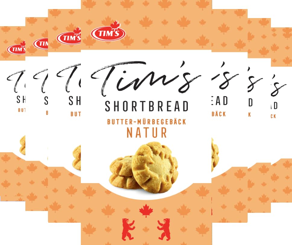 Tims Feines Shortbread Natur 7x 165 g I Original Kanadisches Shortbread I Buttriges, süßes Mürbteiggebäck ohne Konservierungsstoffe I Traditionelle kanadische Backwaren Made in Germany