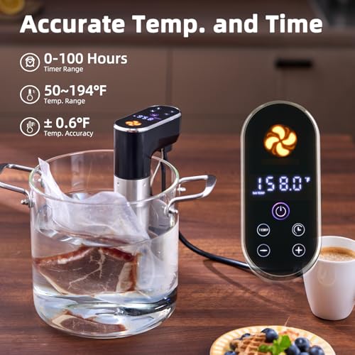 Sous Vide Cooker,WiFi APP and Recipes Included,1300W IPX7 Waterproof Immersion Circulators,Precision Slow Cooker,Digital Display Control,Ultra Quiet,Fast Heating,Easy to store(Silver)