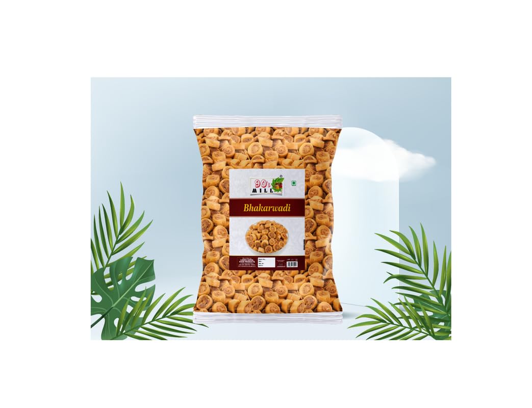90's MILL Bhakarwadi | Chai Time Snack | Ready to Eat Bhakarwadi Snacks | Mini Bhakarwadi | Indian Namkeen Nashta | Authentic Regional Preparation | Traditional Indian Snacks | Party Snacks-900g*3Pack 4