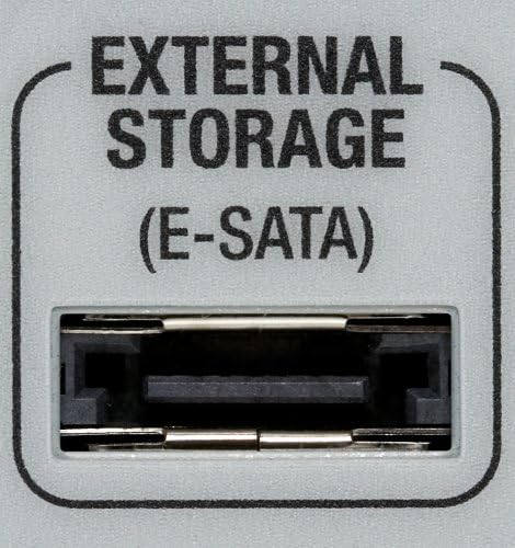Close-up of E-SATA port for external storage