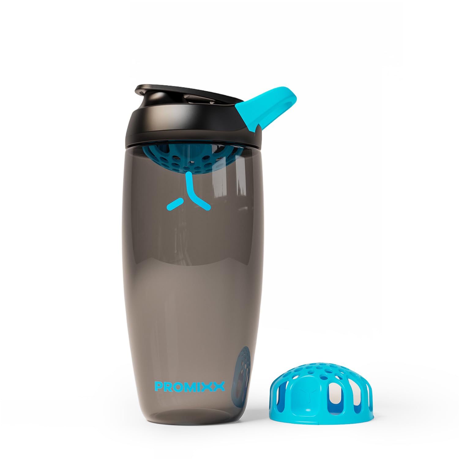 Promixx Black Pursuit Protein Shaker Bottle – 760Ml Silent Snap-Fit Mixer For Lump-Free Shakes – Leak-Proof Bpa-Free Ecozen Gym Shaker With Measurement Marks For Fitness And Travel –