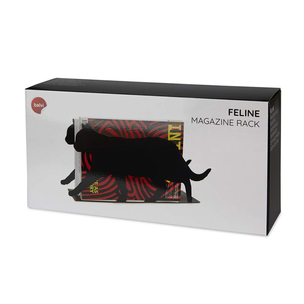 Balvi Porte-revues Feline Couleur noir Pratique et décoratif en forme de chat Fer 21,5 cm