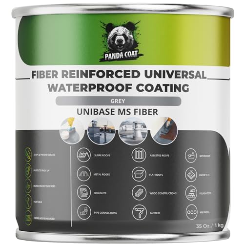 PandaCoat Masilla impermeable reforzada con fibra de vidrio, plástico líquido, resistente a los rayos UV, sellado de fibras, balcones, hormigón, madera, artes, tejados y caravanas (1 kg)