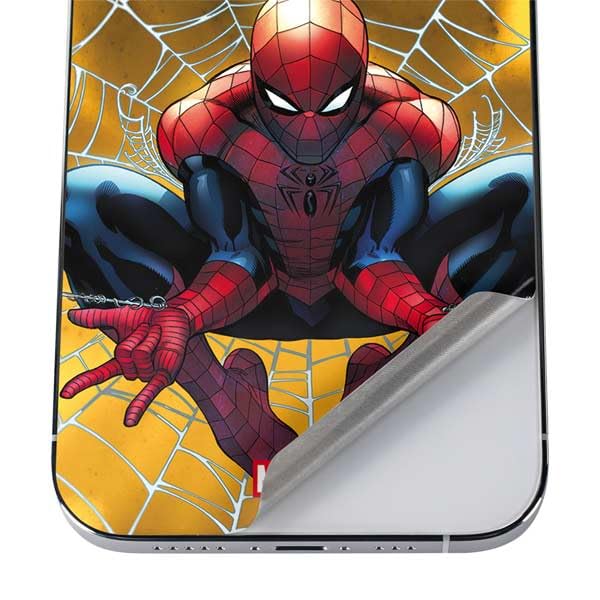 Skinit Decal Phone Skin Compatible with iPhone 12 Pro - Officially Licensed Marvel Spiderman Web Shooting Design