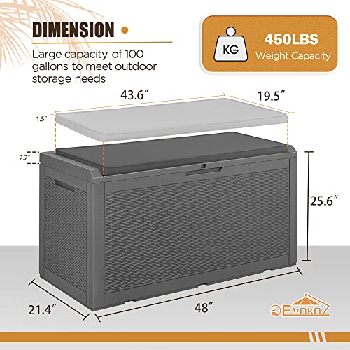 image for Devoko 100 Gallon Waterproof Large Resin Deck Box Outdoor Storage Box 