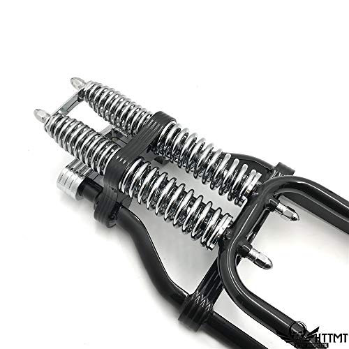 Smt- Black Springer Front End & Handlebar Adapter & 2" Bar Riser Compatible With Harley Custom #TOP1