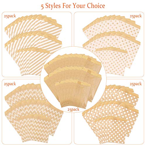 Sacs en Papier Kraft 125 Pcs avec 160pcs Autocollants Sachets à Bonbons en Papier Emballage de Sac en Papier pour Dessert Biscuits Chocolat Pochette en Papier d'Alimentaire pour Noël Mariage - Image 6