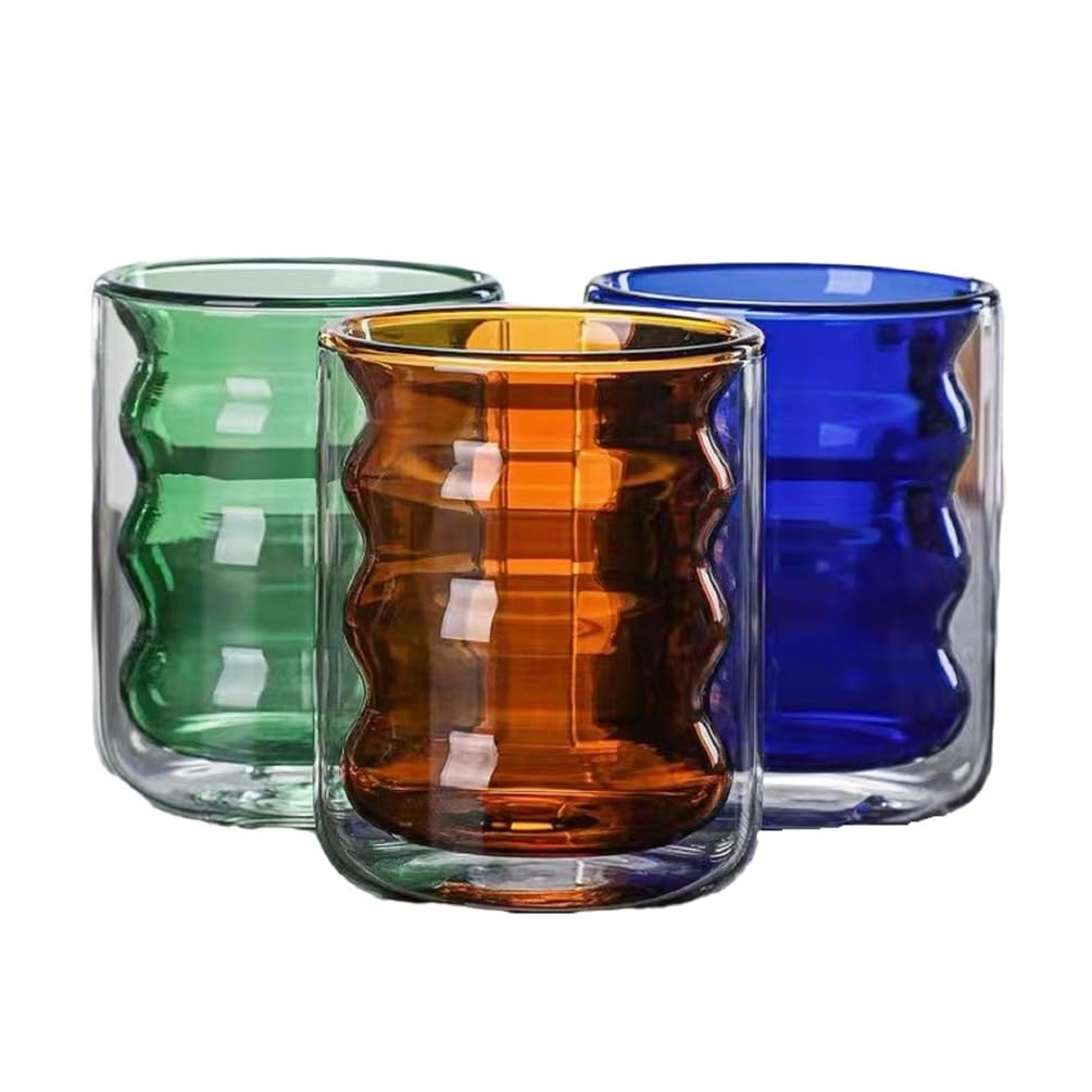 Doppelwandige Kaffeegläser Tassen, 200ml doppelwandige Gläser Kaffeebecher, hitzebeständige Glastasse, doppelwandige Isolierglastassen, Trinkgläser Kaffeetasse, 3 Stück