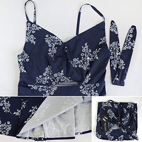 Image of FANCYINN Womens Tie Front Button Down A-Line Dresses Summer Spaghetti Strap Midi Dress Floral Prints