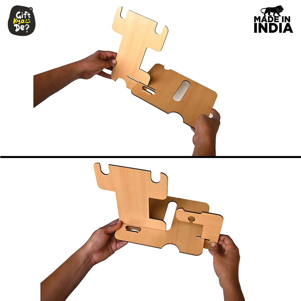 GKD Desk Organizer (5 in 1) with Mobile Stand Thoughtful Gifts for Men for Husband Birthday Rakhi Gift for Brother & Boyfriend New Year Gift Hamper (Wooden Bamboo Ecofriendly) 3