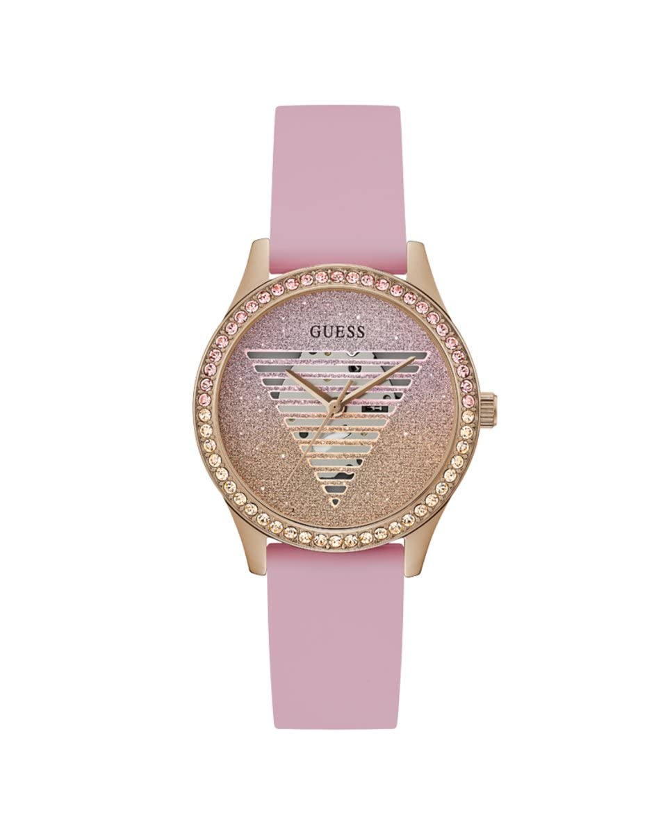 Guess Ladies 38mm Watch - White Strap White Dial Gold Tone Case