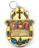 A Sher's creations, Hand Shape Home Blessing with cross Wood Wall Decor Wooden Hamsa Hanging Orthodo