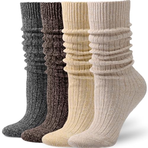 Image of Pleneal Slouchy Socks for Women Long Scrunch Sock Chunky Knit Boot Socks
