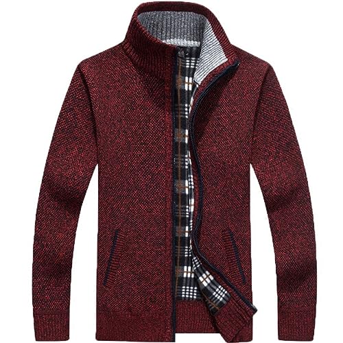 Ownwfeat Men's Sweater Wool Sweater Zipper Knitted Thick Casual Knitwear Cardigan Sweater with Pockets3