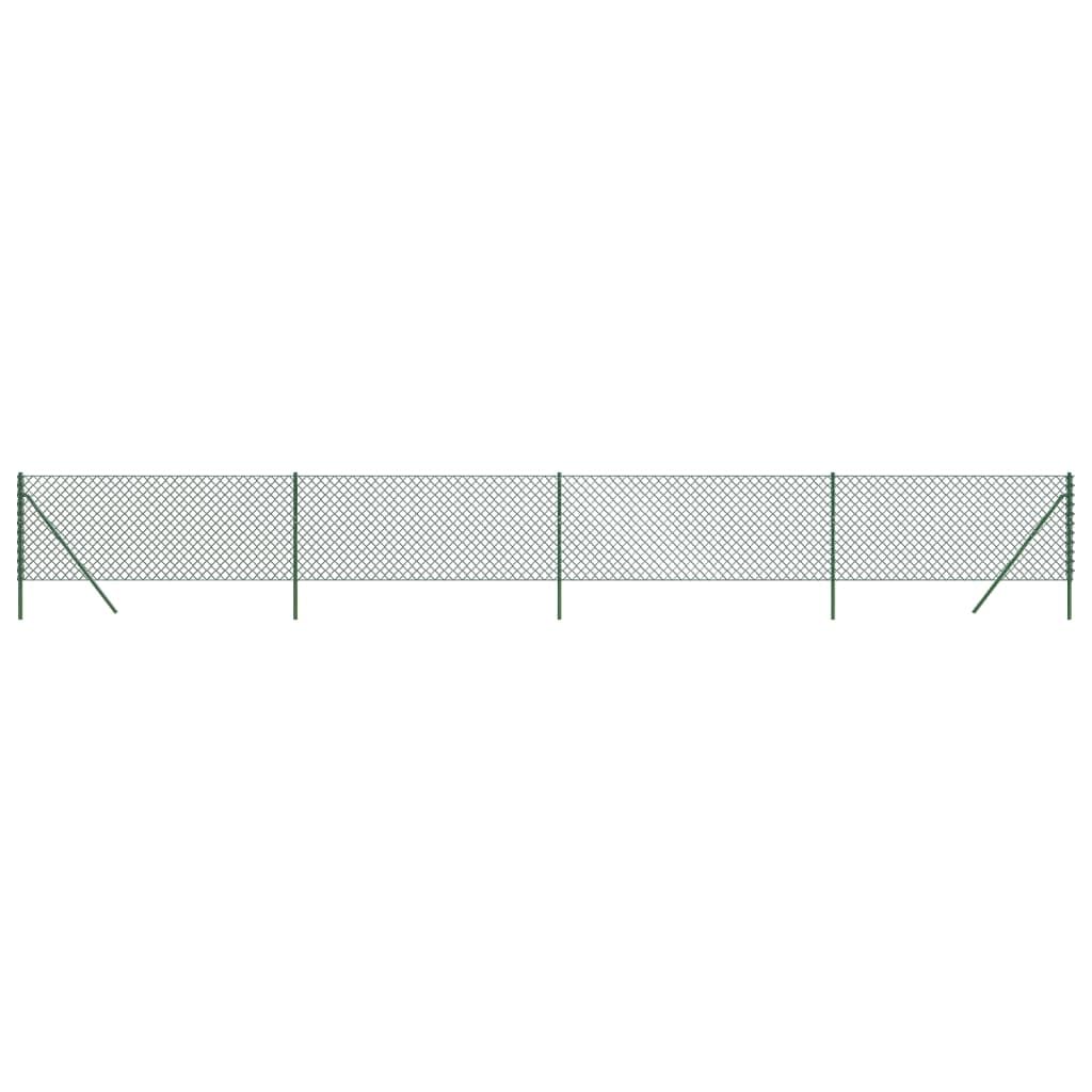 Chain Link Fence Green 1x10m Galvanised Steel PVC Coated Wire Mesh Fencing Roll for Garden Security Animal Enclosure and Property Boundary