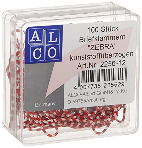 Alco 2256-12 - Trombones ZEBRA, 26 mm, blanc/rouge, 100 pièces Cover