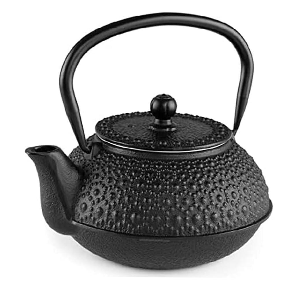 Suinga Théière en fonte japonaise Tetsubin | Théière traditionnelle de 500 ml pour thé avec filtre en acier inoxydable | Intérieur émaillé | Convient pour tous types de feux | Théière infusions