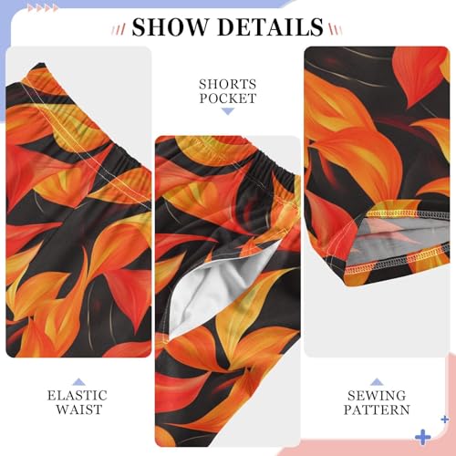 Boys' Pants Orange Fire Flame Long Bottoms Jogger Pants Elastic Waist Trousers with Pockets S-XL4