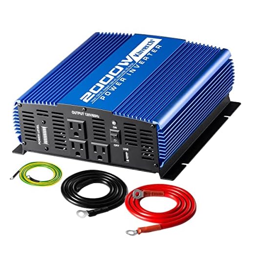 Kinverch 2000W Continuous/ 4000W Peak Power Inverter 3 AC Outlets 12V to 110V Car Converter with USB Port and Bluetooth APP Remote Control
