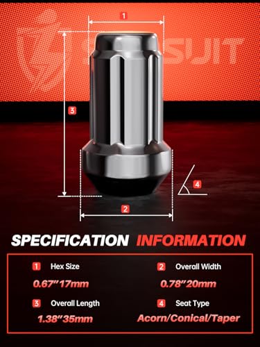 Image of Sposuit M12x1.25 Spline Lug Nuts - Replacement for 2002-2022 /2024 Nissan Altima, 1988-2023 Maxima, 2012-2024 Pathfinder, 2008-2023 Rogue - Closed End Chrome Lug Nut with Socket(20 Pcs)